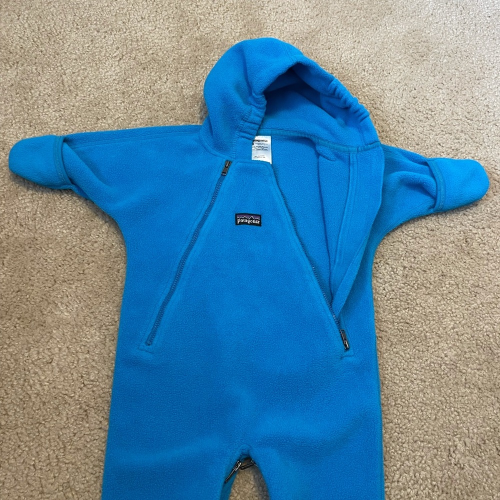 Blue Patagonia Fleece Baby Bunting